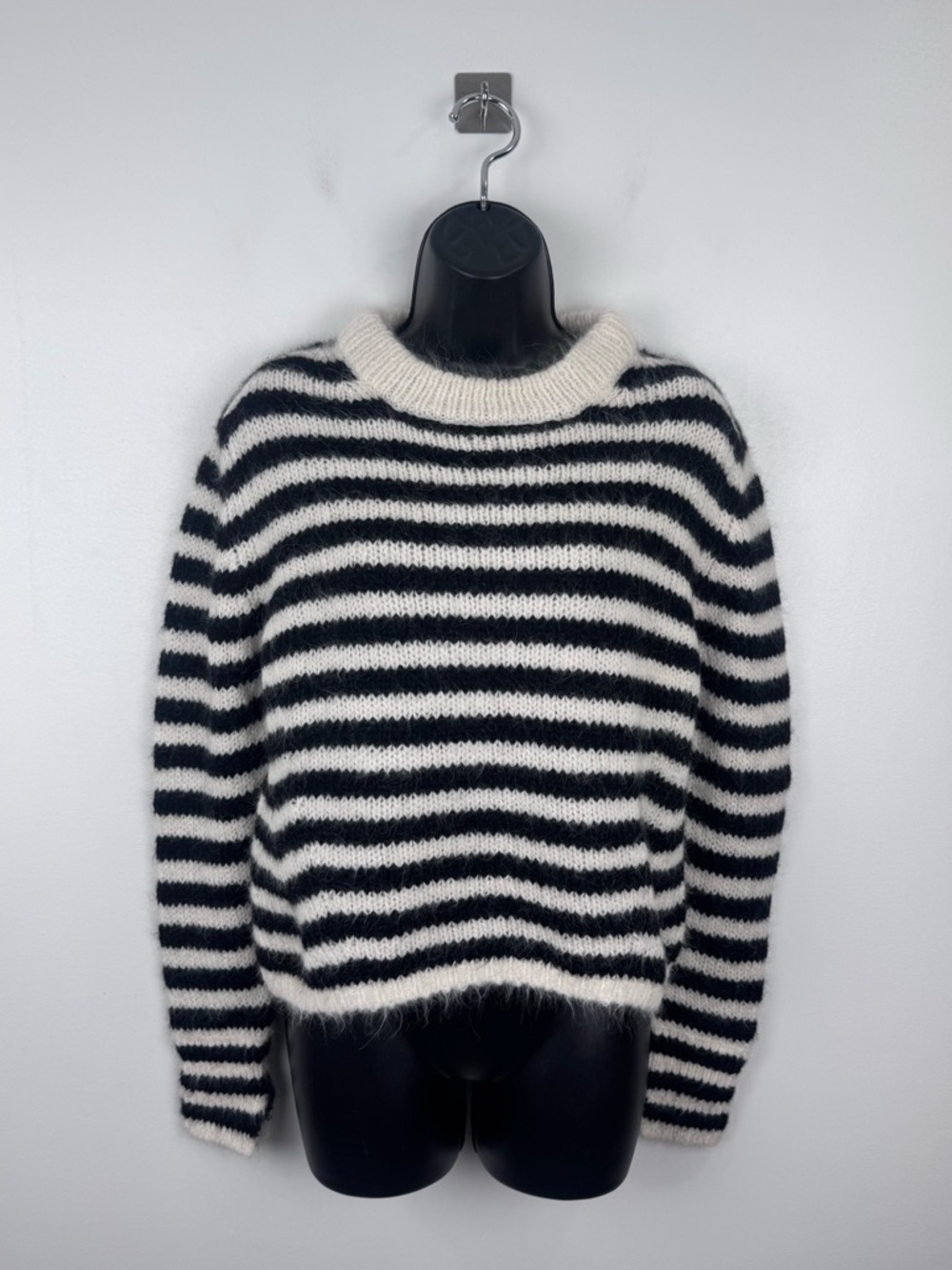 Cute Striped Black and White Crewneck Women's Sweater